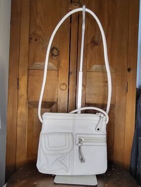 Tignanello white leather crossbody bag